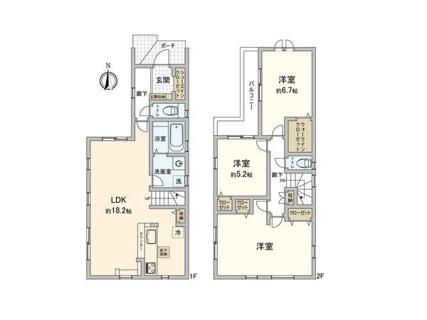相模原市清新4丁目 新築戸建 1号棟 間取図(平面図) 相模原市清新4丁目 新築戸建 1号棟 間取図(平面図)