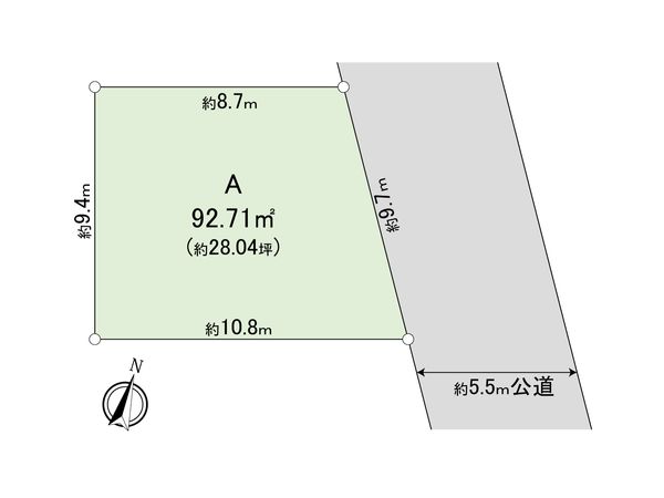 さいたま市浦和区上木崎8丁目 A区画 区画図
