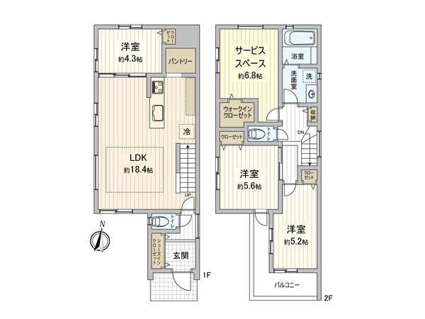 さいたま市中央区上落合7丁目 1号棟 間取図(平面図)