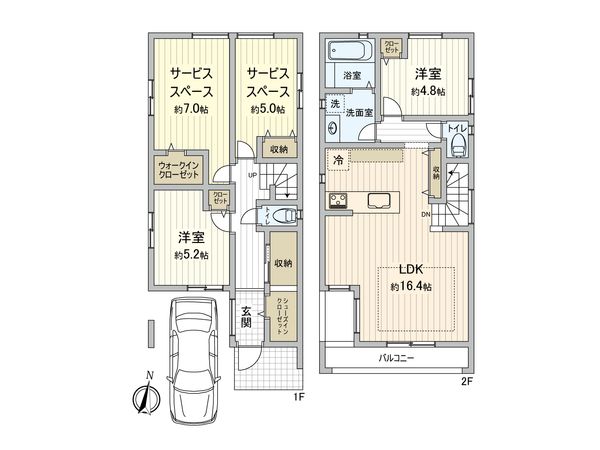 さいたま市中央区上落合7丁目 2号棟 間取図(平面図)