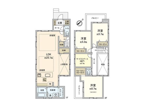 さいたま市大宮区天沼町2丁目 1号棟 間取図(平面図) さいたま市大宮区天沼町2丁目 1号棟 間取図(平面図)
