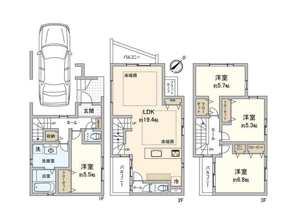 さいたま市大宮区天沼町2丁目 2号棟 間取図(平面図) さいたま市大宮区天沼町2丁目 2号棟 間取図(平面図)