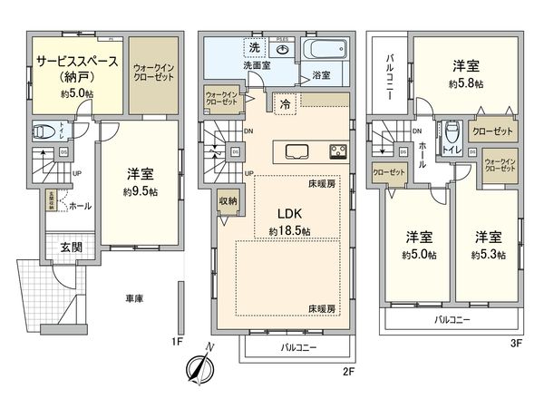 さいたま市中央区下落合2丁目 1号棟 間取図(平面図)