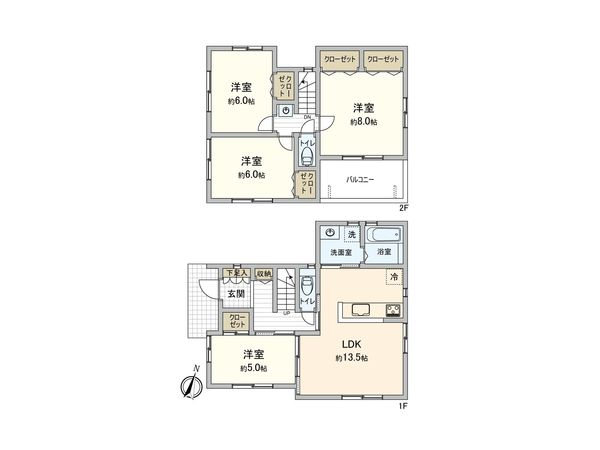 さいたま市桜区大字下大久保 1号棟 間取図(平面図) さいたま市桜区大字下大久保 1号棟 間取図(平面図)