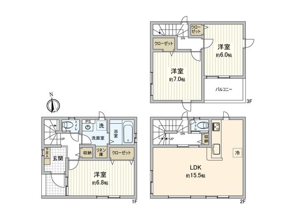 さいたま市浦和区上木崎8丁目 3号棟 間取図(平面図) さいたま市浦和区上木崎8丁目 3号棟 間取図(平面図)