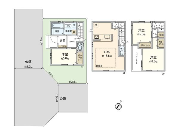 さいたま市大宮区北袋町2丁目 1号棟 間取図(平面図) さいたま市大宮区北袋町2丁目 1号棟 間取図(平面図)