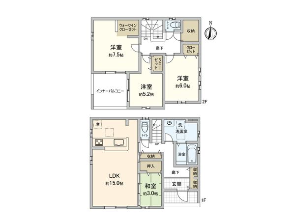 さいたま市桜区大字塚本 1号棟 間取図(平面図) さいたま市桜区大字塚本 1号棟 間取図(平面図)