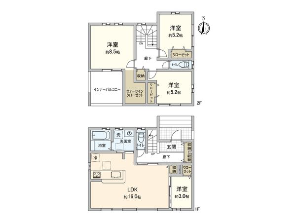 さいたま市桜区大字塚本 2号棟 間取図(平面図) さいたま市桜区大字塚本 2号棟 間取図(平面図)