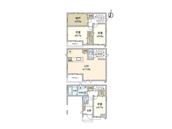 さいたま市中央区新中里4丁目 D号棟 間取図(平面図) さいたま市中央区新中里4丁目 D号棟 間取図(平面図)