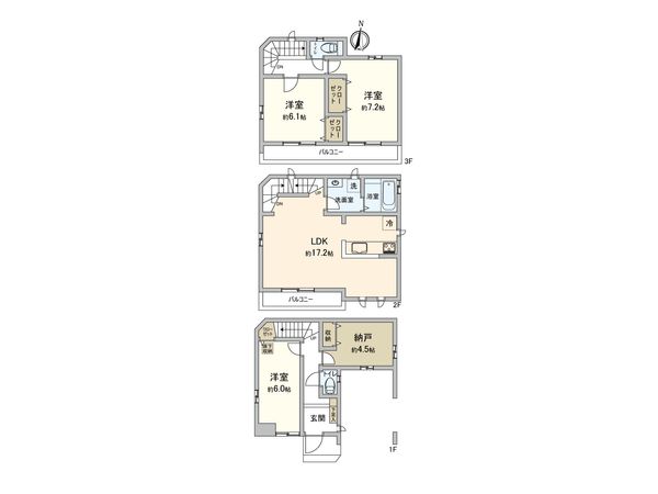 さいたま市中央区新中里4丁目 C号棟 間取図(平面図) さいたま市中央区新中里4丁目 C号棟 間取図(平面図)
