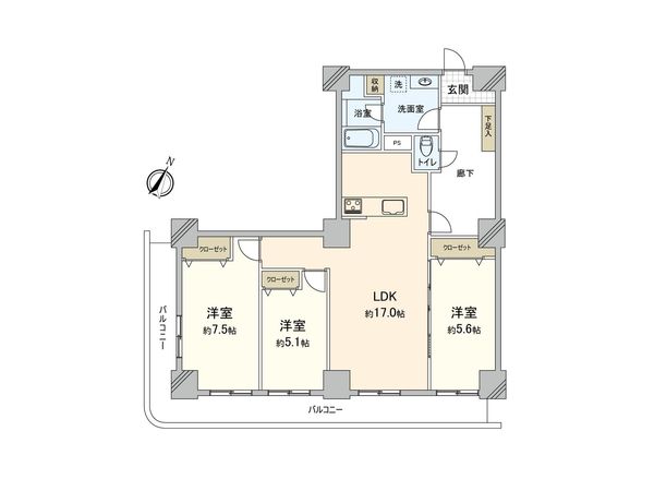 アルーサ北与野ノースピア上落合 2号棟 間取図(平面図) アルーサ北与野ノースピア上落合 2号棟 間取図(平面図)
