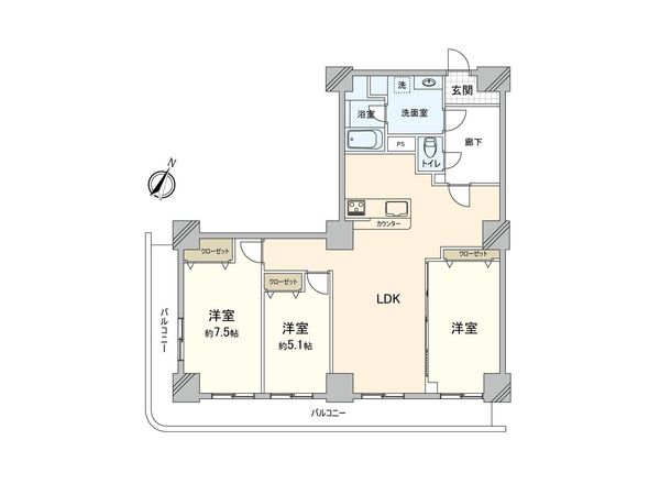 アルーサ北与野ノースピア上落合 2号棟 間取図(平面図)