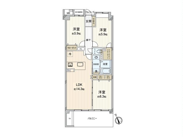 コスモ浦和埼大通り弐番館 間取図(平面図) コスモ浦和埼大通り弐番館 間取図(平面図)