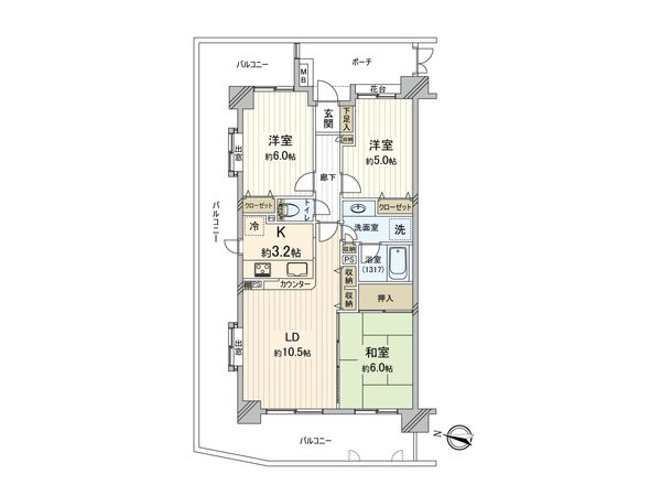 コスモ与野本町パークフォルム 間取図(平面図) 間取図(平面図)