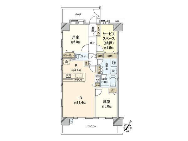 日神パレステージ与野中央 間取図(平面図) 間取図(平面図)