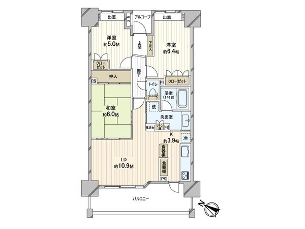 ライオンズグローベルさいたま新都心セントアヴェニュー 間取図(平面図)