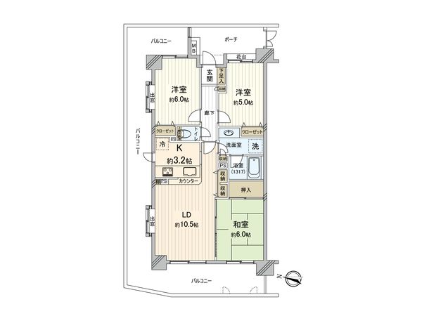コスモ与野本町パークフォルム 間取図(平面図) コスモ与野本町パークフォルム 間取図(平面図)