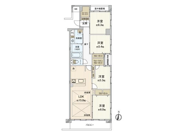 コスモ与野ガーデンシティ 壱番館 間取図(平面図) コスモ与野ガーデンシティ 壱番館 間取図(平面図)