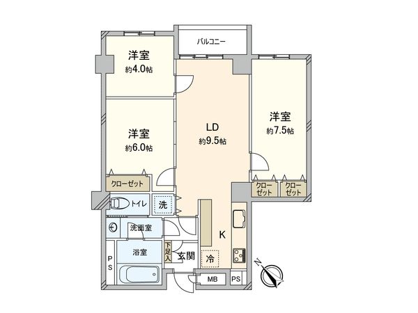 与野ハウス 2号棟 間取図(平面図) 与野ハウス 2号棟 間取図(平面図)