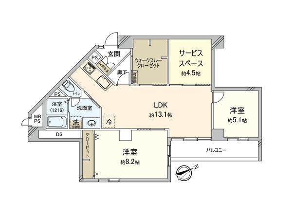 与野ハウス 2号棟 間取図(平面図)