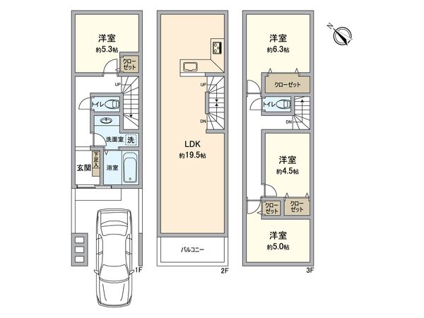 神奈川区神奈川1丁目(新築戸建) 間取図(平面図) 神奈川区神奈川1丁目(新築戸建) 間取図(平面図)