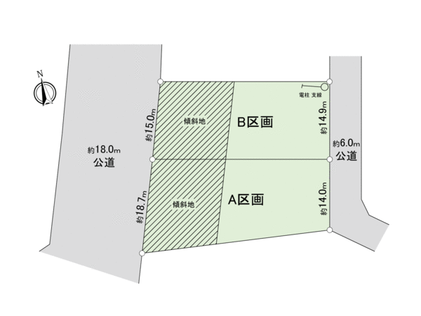 龍ケ崎市平台2丁目 土地 A区画 地形図