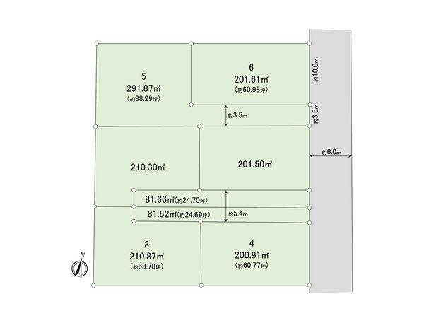 つくば市梅園第2期 土地 6号地 区画図 つくば市梅園第2期 土地 6号地 区画図