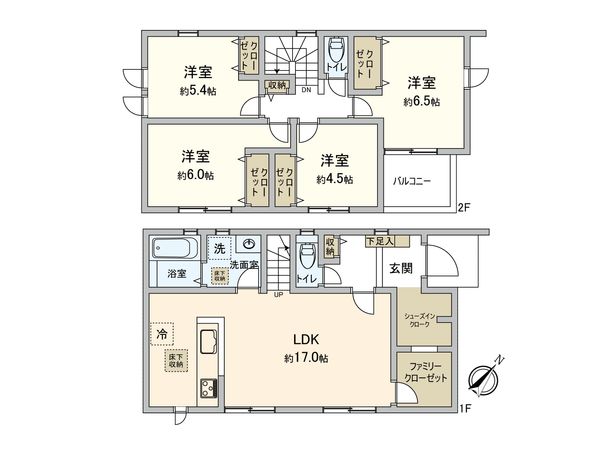 つくば市花畑3丁目 24-1期 新築5号棟 間取図(平面図) つくば市花畑3丁目 24-1期 新築5号棟 間取図(平面図)
