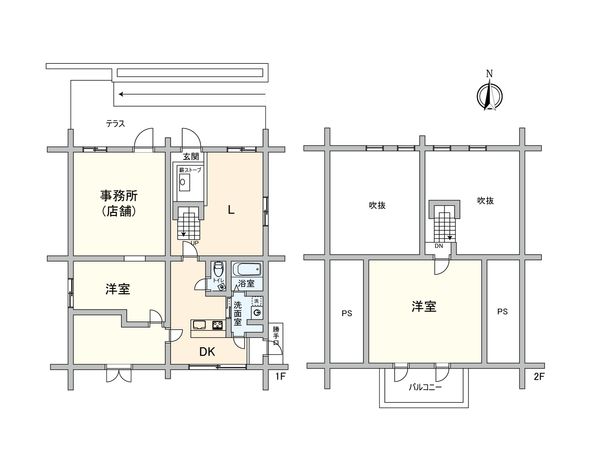 牛久市ひたち野西2丁目 店舗(事務所)付住宅 間取図(平面図) 牛久市ひたち野西2丁目 店舗(事務所)付住宅 間取図(平面図)