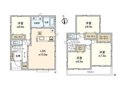 土浦市木田余東台4丁目 新築戸建 3号棟 間取図(平面図)