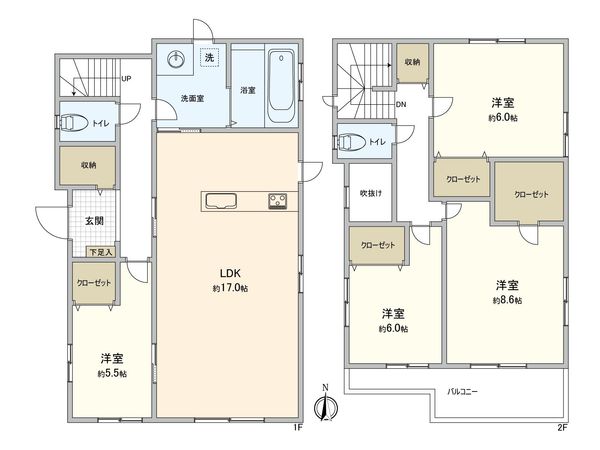 土浦市荒川沖西1丁目 戸建 間取図(平面図) 土浦市荒川沖西1丁目 戸建 間取図(平面図)