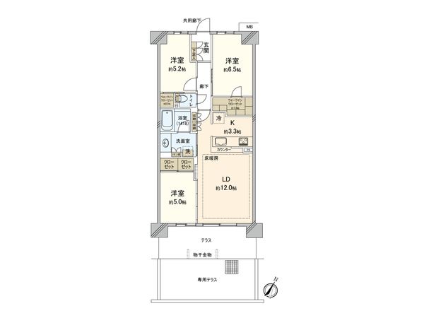 ルネつくばローレルコート 間取図(平面図) ルネつくばローレルコート 間取図(平面図)