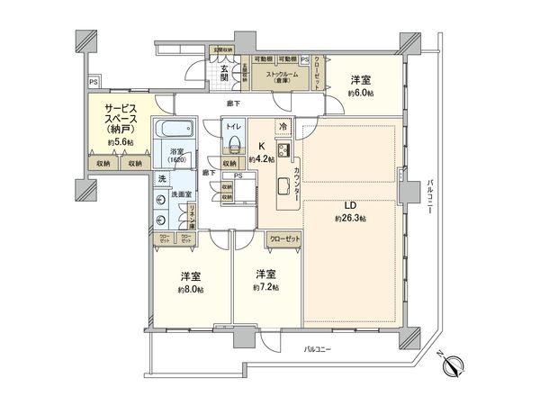 ライオンズタワーみどりのスタイリーナ 間取図(平面図) ライオンズタワーみどりのスタイリーナ 間取図(平面図)