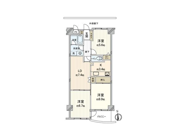 グランドヒルズつくば壱番館 間取図(平面図) グランドヒルズつくば壱番館 間取図(平面図)