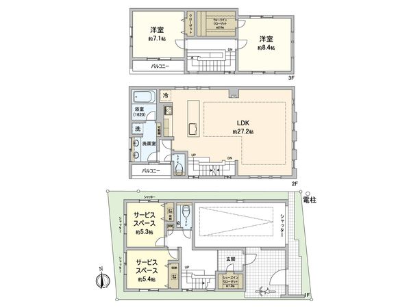 三鷹市下連雀4丁目 新築戸建 1号棟 間取図(平面図) 三鷹市下連雀4丁目 新築戸建 1号棟 間取図(平面図)
