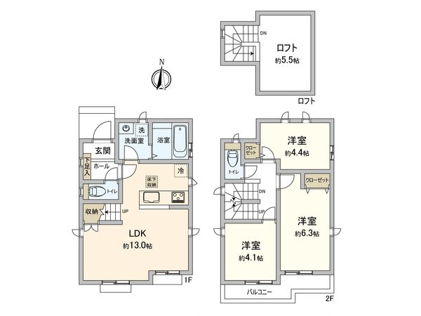 小金井市東町2丁目 新築戸建 間取図(平面図) 間取図(平面図)