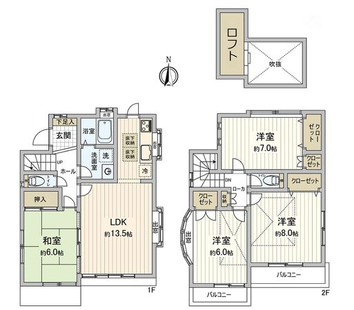 小金井市東町2丁目 戸建 間取図(平面図) 小金井市東町2丁目 戸建 間取図(平面図)