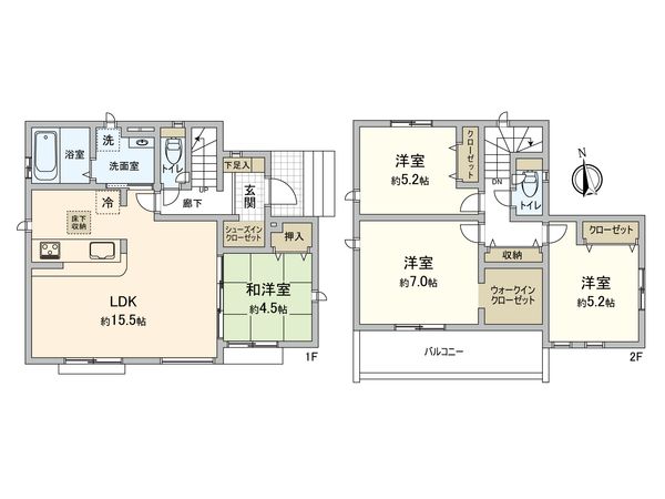 小金井市梶野町2丁目 戸建 間取図(平面図) 小金井市梶野町2丁目 戸建 間取図(平面図)