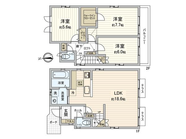 三鷹市井口2丁目 戸建 間取図(平面図) 三鷹市井口2丁目 戸建 間取図(平面図)