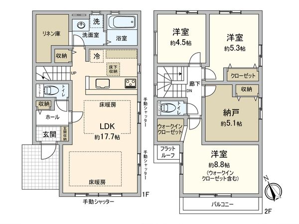 小金井市東町1丁目 戸建 1号棟 間取図(平面図) 小金井市東町1丁目 戸建 1号棟 間取図(平面図)