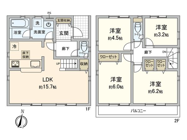 三鷹市深大寺3丁目 2号棟 間取図(平面図)