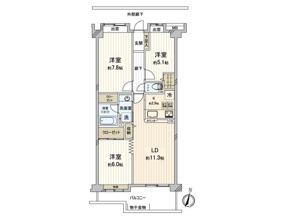 コスモ三鷹深大寺 間取図(平面図)