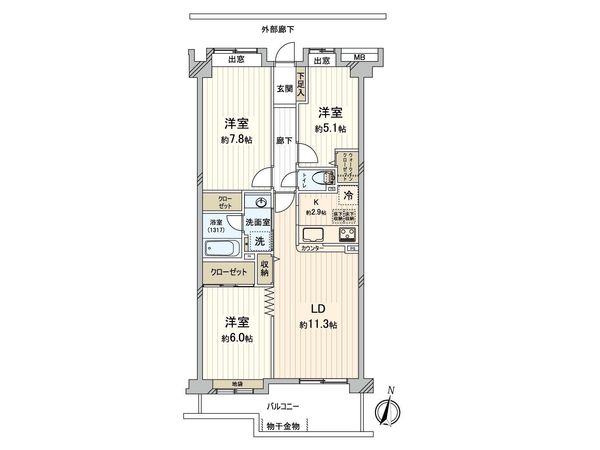 コスモ三鷹深大寺 間取図(平面図) コスモ三鷹深大寺 間取図(平面図)