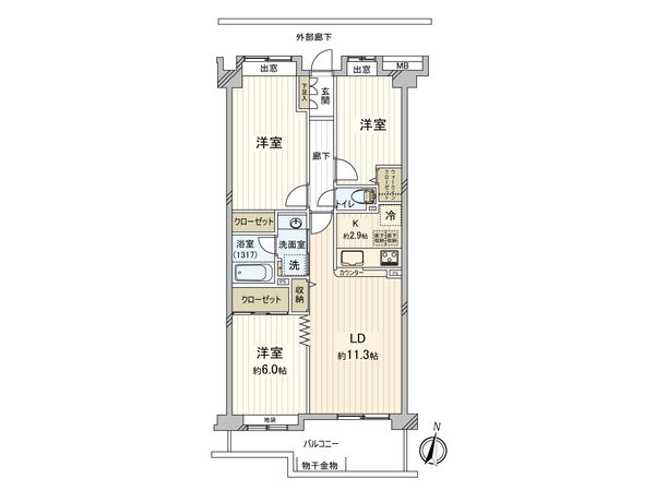 コスモ三鷹深大寺 間取図(平面図)