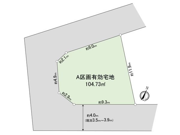 南区永田北2丁目 土地 A区画 区画図 南区永田北2丁目 土地 A区画 区画図