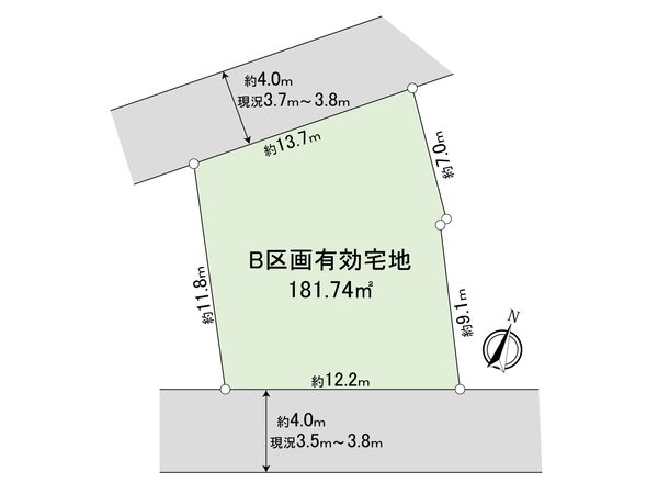 南区永田北2丁目 土地 B区画 区画図 南区永田北2丁目 土地 B区画 区画図