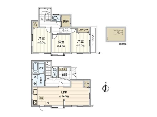 保土ケ谷区仏向西 戸建 間取図(平面図) 間取図(平面図)