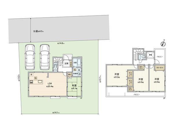 南区永田山王台 新築戸建 間取図(平面図)