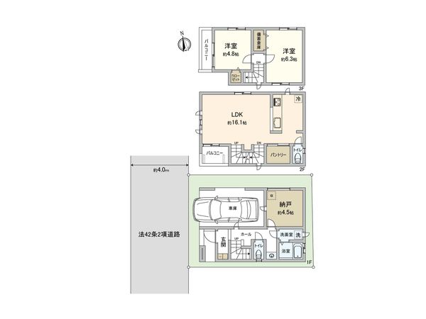 西区東久保町 新築戸建B号棟 間取図(平面図) 西区東久保町 新築戸建B号棟 間取図(平面図)