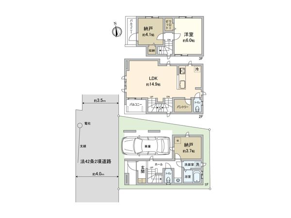 西区東久保町 新築戸建A号棟 間取図(平面図) 西区東久保町 新築戸建A号棟 間取図(平面図)